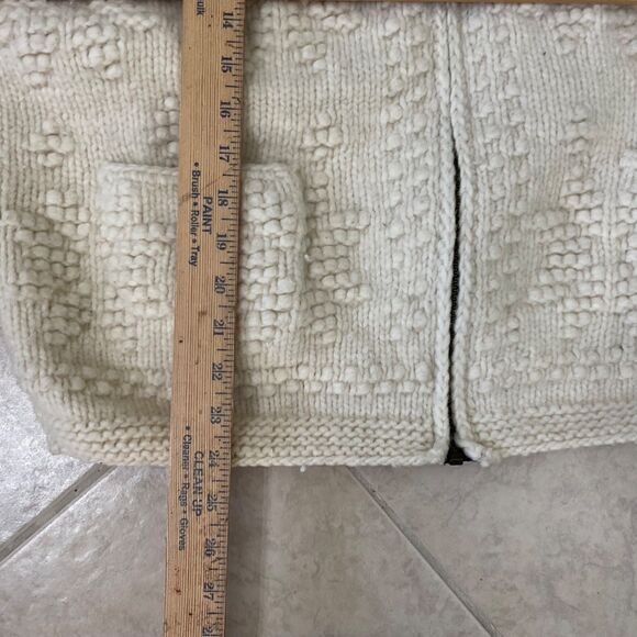 Handcrafts 100% Wool Chunky Knit Zip Up Cardigan Sweater women’s M/ L cream boxy - Picture 6 of 11